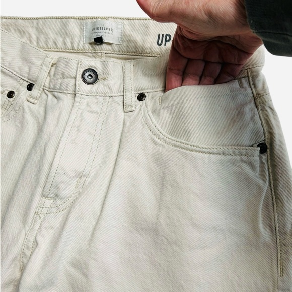 Quiksilver cream ankle denim jeans, 30, fits Medium, Summer Pants, raw edge hem - Picture 8 of 11